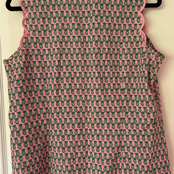 NON-IRON SLEEVELESS PERFECT SHIRT Pink and Green Pineapple Print 14 **NWOT - Picture 6 of 9